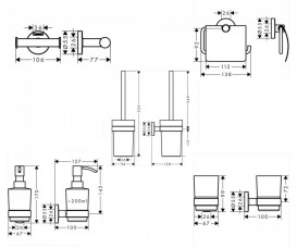 Набор аксессуаров для ванной комнаты Hansgrohe Logis 5 предметов хром 41723111