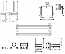 Набор аксессуаров для ванной комнаты Hansgrohe Logis 5 предметов хром 41723222