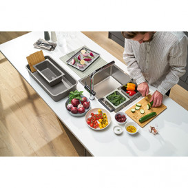 Набор аксессуаров Franke All In 5 доска + телескопическая рейка-держатель + 2 коландера + миска с крышкой + силиконовый коврик + контейнер 112.0655.489