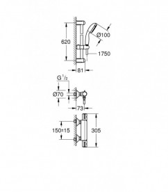 Набір змішувачів для душу Grohe хром 34105TS
