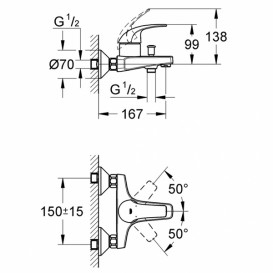 Набор смесителей для ванной Grohe BauEdge с душевым гарнитуром хром 122271