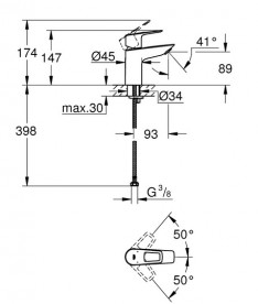 Набір змішувачів для ванної Grohe BauLoop 3 в 1 з душовим гарнітуром хром UA123214S0