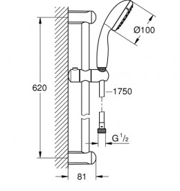 Набор смесителей для ванной Grohe BauLoop 3 в 1 с душевым гарнитуром хром UA123215M0