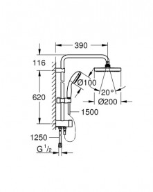 Набор смесителей для ванной Grohe BauLoop с душевой системой New Tempesta хром UA123214TM