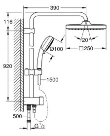 Набір змішувачів для ванни Grohe Cosmopolitan з душовим гарнітуром хром 126112R