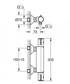 Набор смесителей для ванной Grohe Grohtherm 800 + BauEdge 3 в 1 с душевым гарнитуром хром UA34105TS0
