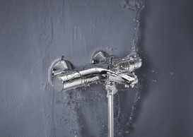 Набір змішувачів для ванної Grohe Grohtherm 800 + BauEdge 3 в 1 з душовим гарнітуром хром UA34550TM0