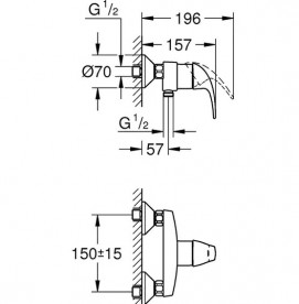 Набір змішувачів для ванної Grohe Start Curve з душовим гарнітуром хром 126747