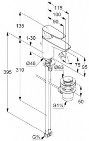 Набор смесителей для ванной Kludi Pure&Solid с душевым гарнитуром и донным клапаном 348490575