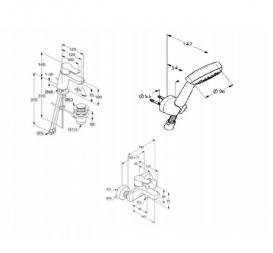 Набір змішувачів для ванни Kludi Pure&Easy з душовим гарнітуром хром 376900565
