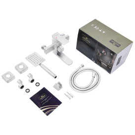 Набор смесителей для ванной Kroner Edelstahl Kubus-ESG010 + смеситель Edelstahl Kubus-ESG060 никель CVS30150