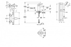 Набор смесителей для ванны Grohe BauLoop хром 34550TS