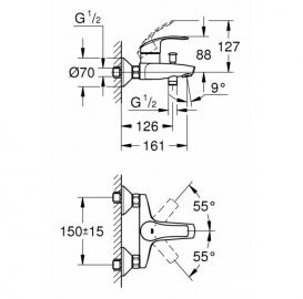 Набор смесителей Grohe Eurosmart для ванной и кухни однорычажные хром 123248MK