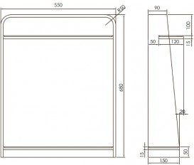 Напольная полка-полотенцедержатель каменная Volle Solid surface 550х150 мм белый 18-40-128