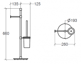 Підлогова стійка з йоржиком для унітазу і власником для туалетного паперу Lineabeta Rampin хром/ скло матове 5124.29