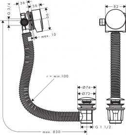 Наполнитель для ванны Hansgrohe коллекция Exafil хромl 58112000