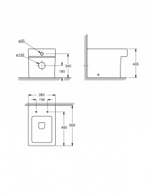 Напольный приставной унитаз Grohe Cube Ceramic с гигиеническим покрытием (без сиденья) альпин-белый 3948500H