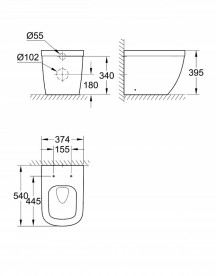 Напольный приставной унитаз Grohe Euro Ceramic с гигиеническим покрытием (без сиденья) альпин-белый 3933900H