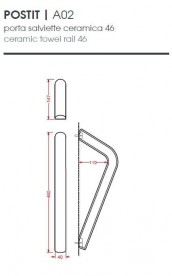 Настінний тримач для рушників ArtCeram Postit 46 см білий глянсовий PSC003 01; 00