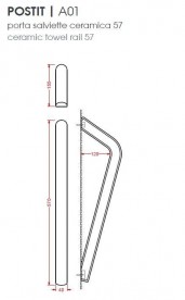 Настенный держатель для полотенец ArtCeram Postit 57 см белый глянцевый PSC004 01;00