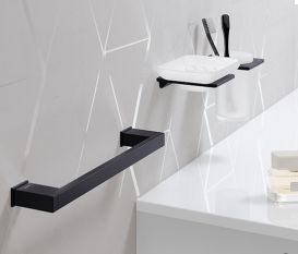 Настенный держатель для полотенец Sonia S-Cube Black чёрный матовый  172993