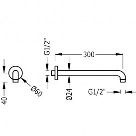 Настінний душовий кронштейн Tres 300 мм хром 13462101