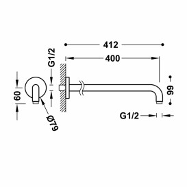 Настенный душевой кронштейн Tres 400 мм черный матовый 13462104NM