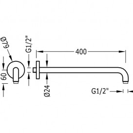 Настенный душевой кронштейн Tres 400 мм хром 13462104
