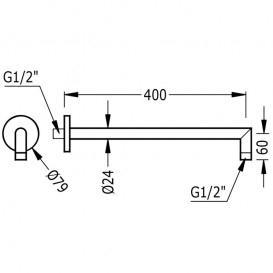 Настенный душевой кронштейн Tres 400 мм сталь 16118740AC