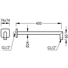 Настенный душевой кронштейн Tres 400 мм сталь 29963902AC