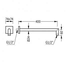 Настінний душовий кронштейн Tres 400 мм чорний матовий 06243201NM