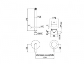 Настінний змішувач для раковини PAFFONI Light білий матовий LIG 006 BO 70