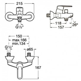 Настінний змішувач для ванни і душа Roca Victoria-N змішувач A5A0225C00