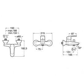 Настенный смеситель для ванны и душа Roca Monodin-N однорычажный A5A0298C00