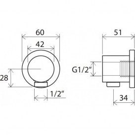Настенный вывод для душа Ravak 701.00 хром X07P004