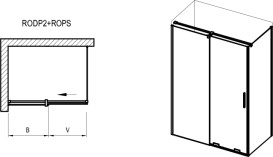 Неподвижная стенка для душа Ravak Roll ROPS-100 профиль черный стекло transparent  X90VA0300Z1