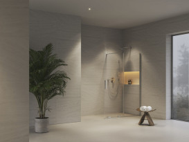 Неподвижная стенка для душа Ravak Roll Walk In ROWI-100 с подвижным стеклом профиль полированный алюминий стекло transparent X9WVA0C00Z1