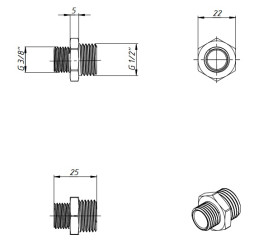 Ниппель редукционный Fado Fitt Chrome ½''х⅜'' латунь хром N13C