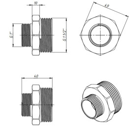 Ниппель редукционный Fado Fitt Nickel 1½''х1'' латунь никель N17