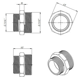 Ниппель редукционный Fado Fitt Nickel 1½''х1¼'' латунь никель N18