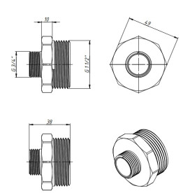 Ниппель редукционный Fado Fitt Nickel 1½''х¾'' латунь никель N19