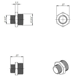 Ниппель редукционный Fado Fitt Nickel ½''х¾'' латунь никель N10