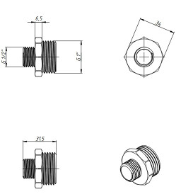 Ниппель редукционный Fado Fitt Nickel ½''х1'' латунь никель N11