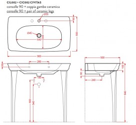 Ножки для раковины ArtCeram Civitas керамика розовый CIC002 33;00