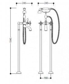 Ніжки для змішувача Kerasan Retro для підлогового монтажу 80 см хром 739590