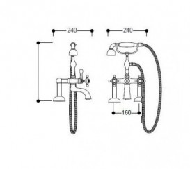 Ніжки для змішувача Kerasan Retro для монтажу на борт ванни 10 см золото 739691
