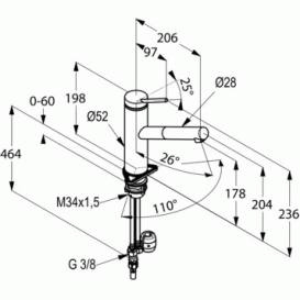Однорычажный смеситель для кухни  с выдвижным изливом KLUDI TANGENTA 44991F875