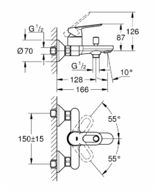 Смеситель для ванны Grohe BauLoop однорычажный хром 23603000