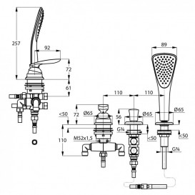 Однорычажный смеситель для ванны и душа KLUDI BALANCE хром 524480575