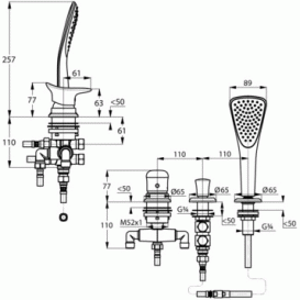 Однорычажный смеситель для ванны и душа DN 15 KLUDI AMBIENTA   на 3 отверстия  хром 534480575
